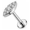 Titanium Labret Crystal Paved Marquise Shape Internally Threaded