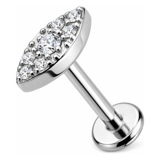 Titanium Labret Crystal Paved Marquise Shape Internally Threaded