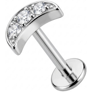 Titanio Arco Curvo Tres Cristales Rosca interna Labret