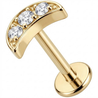 Titanio Arco Curvo Tres Cristales Rosca interna Labret