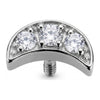 Titanium Top Crescent Moon Triple Zirconia Internally Threaded