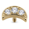 Titanium Top Crescent Moon Triple Zirconia Internally Threaded