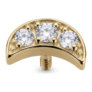 Titanium Top Crescent Moon Triple Zirconia Internally Threaded