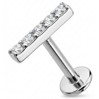 Titanio Barra con Cinco Cristales Rosca interna Labret