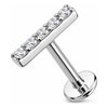 Titanium Labret Five Crystal Lined Bar Internally Threaded