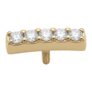 Titanium Top Curved Five Zircon Row Internally Threaded