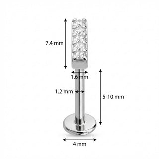 Titanio Barra con Cinco Cristales Rosca interna Labret