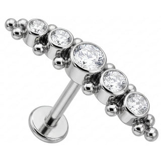 Titanio Arco de Cristales con Bolitas Rosca interna Labret