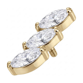 Titanium Top Triple Marquise Zirconia Curve Internally Threaded