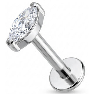 Titanio Cristal Claro Talla Marquise Rosca interna Labret