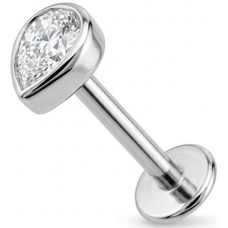 Titanio Cristal Lágrima Engaste Bisel Rosca interna Labret