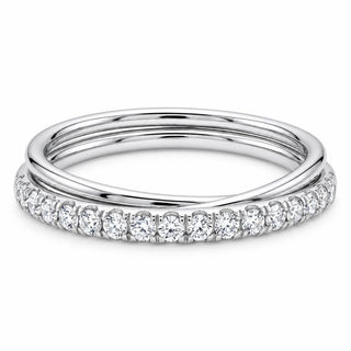 Titanium Ring Double Band Zirconia Row Clicker