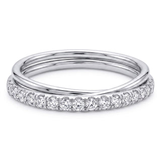 Titanium Ring Double Band Zirconia Row Clicker