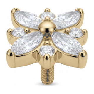 Titanium Top Four Petal Zirconia Flower Internally Threaded