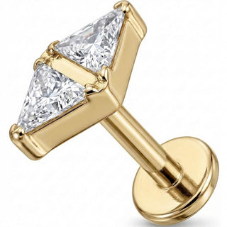 Titanio Lazo Doble Triángulo Cristal Rosca interna Labret