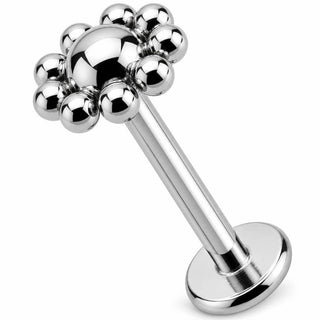 Titanium Labret Beaded Flower Dome Cluster Internally Threaded