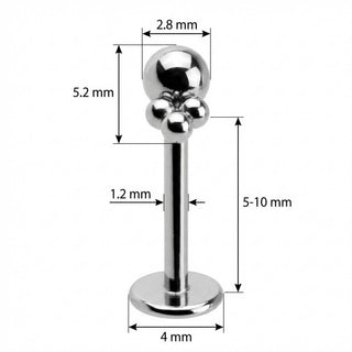 Titanio Esfera Con Trío De Bolas Rosca interna Labret
