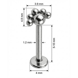 Titanio Cluster Abanico Bolas Rosca interna Labret