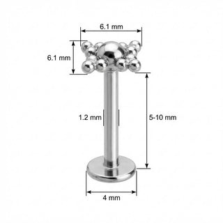 Titanio Diseño Cruz de Esferas Rosca interna Labret