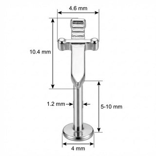Titanio Top Diseño Daga Afilada Rosca interna Labret