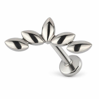 Titanium Labret Five Leaf Crown Internally Threaded