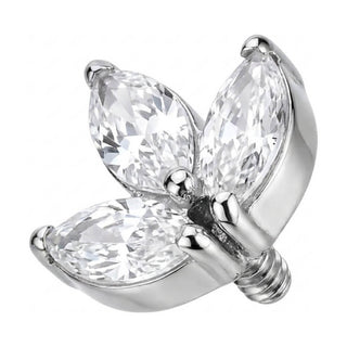 Titanium Top Triple Marquise Leaf Cluster Internally Threaded