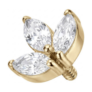 Titanium Top Triple Marquise Leaf Cluster Internally Threaded
