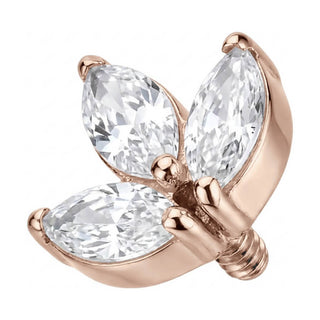 Titanium Top Triple Marquise Leaf Cluster Internally Threaded