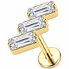Titanium Labret Triple Baguette Crystal Cluster Internally Threaded