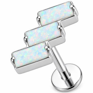 Titanium Labret Triple Baguette Crystal Cluster Internally Threaded