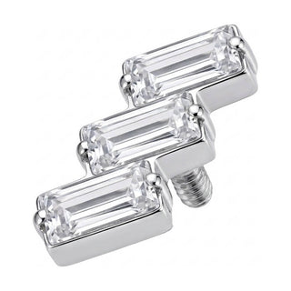 Titanium Top Triple Staggered Baguette Zircons Internally Threaded