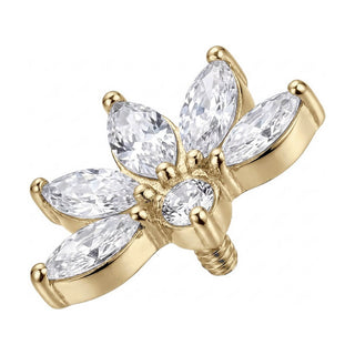 Titanium Top Marquise Lotus Flower Fan Internally Threaded