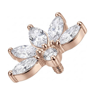 Titanium Top Marquise Lotus Flower Fan Internally Threaded