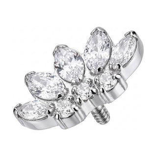 Titanium Top Marquise Zirconia Lotus Flower Internally Threaded