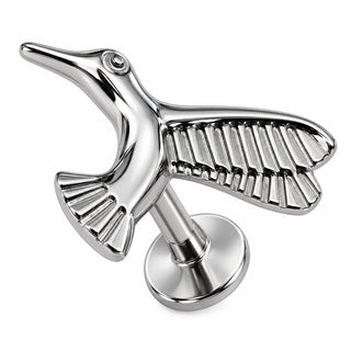 Titanium Labret Flying Hummingbird Bird Figure Internally Threaded