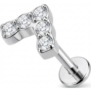 Titanio Rayo Pavé con Cristales Rosca interna Labret