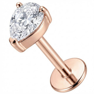 Titanium Labret Clear Pear Shaped Crystal Top