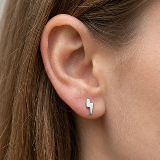 Titanium Earring Lightning Bolt For Earlobe