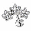 Titanium Labret Triple Crystal Star Flower Cluster Internally Threaded