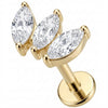 Titanio Abanico Triple Cristal Marquise Rosca interna Labret