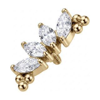 Titanium Top Marquise Zirconia Curved Cluster Internally Threaded