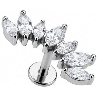 Titanio Arco Curvo Cristales Marquise Rosca interna Labret