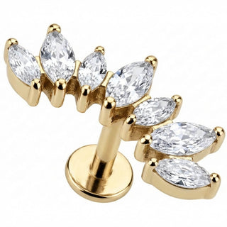 Titanio Arco Curvo Cristales Marquise Rosca interna Labret