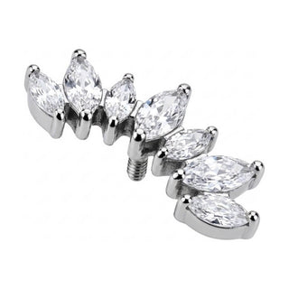 Titanium Top Curved Marquise Zirconia Cluster Internally Threaded