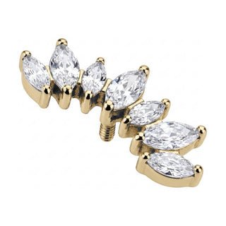 Titanium Top Curved Marquise Zirconia Cluster Internally Threaded