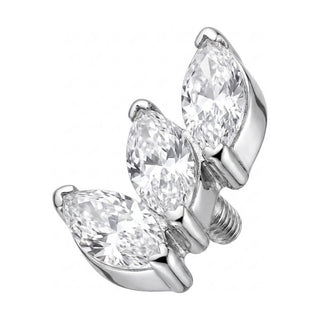 Titanium Top Triple Marquise Zirconia Fan Internally Threaded