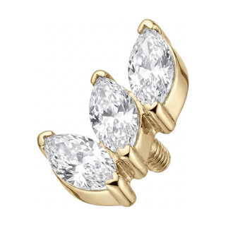 Titanium Top Triple Marquise Zirconia Fan Internally Threaded