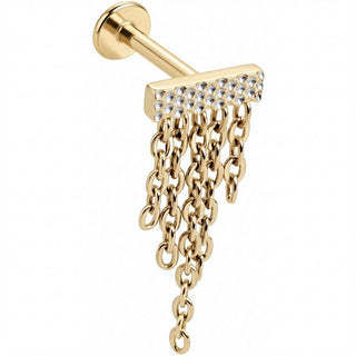 Titanio Barra Texturizada Con Cadenas En Cascada Rosca interna Labret