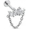 Titanio Abanico Marquise con Cadena Colgante Rosca interna Labret