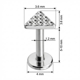 Titanio Triángulo con Textura Martillada Rosca interna Labret